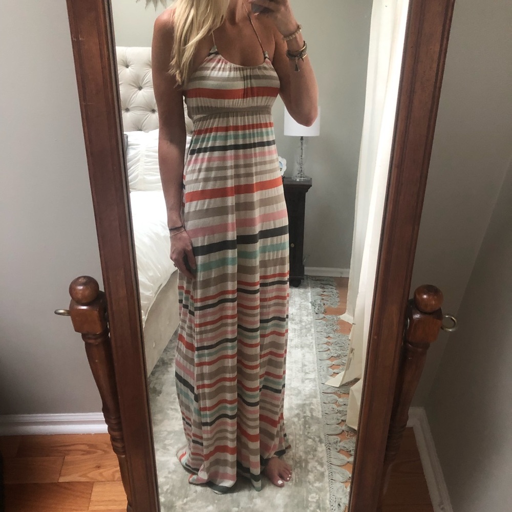 Anthropologie Striped Halter Maxi Dress